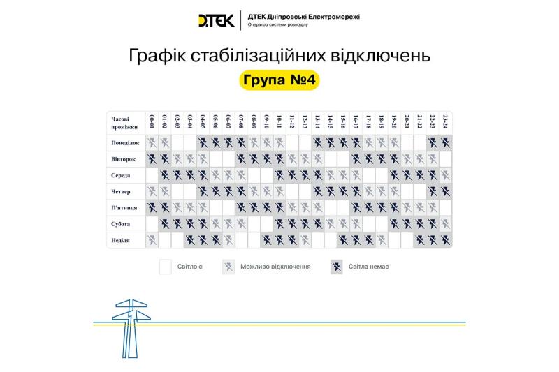 «Два через сім»: у Дніпрі та області оновили графіки стабілізаційних відключень – ДТЕК «Дніпровські електромережі»