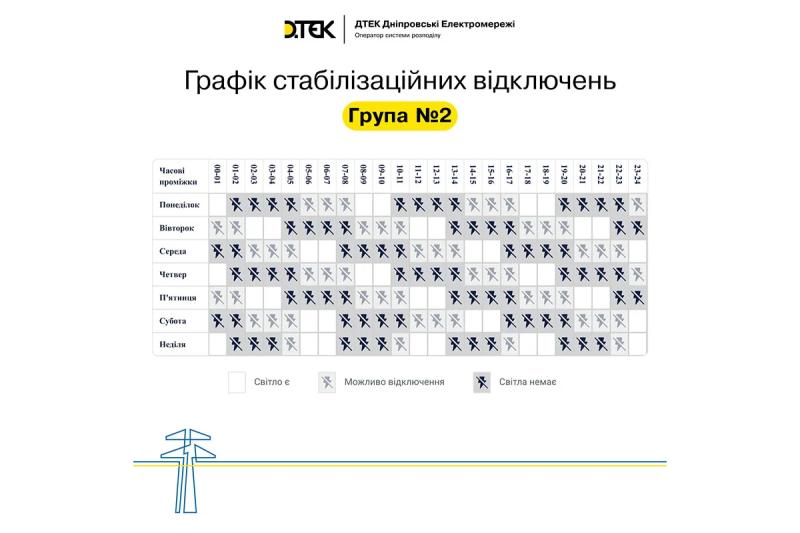 «Два через сім»: у Дніпрі та області оновили графіки стабілізаційних відключень – ДТЕК «Дніпровські електромережі»