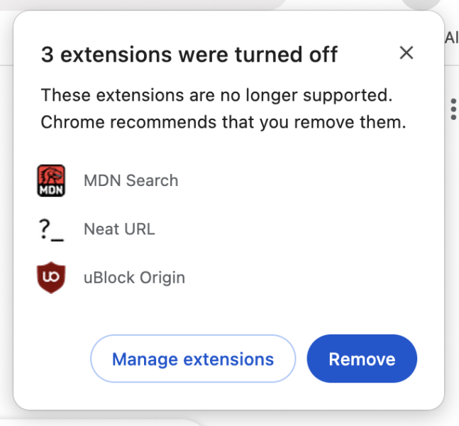 Google почав автоматично вимикати uBlock Origin в браузері Chrome