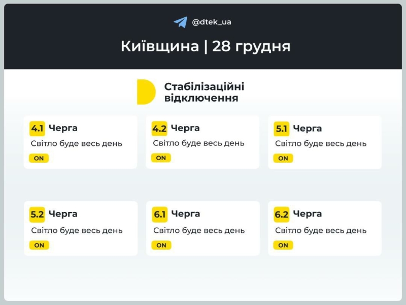 Відключення світла в Києві та області 28 грудня: як діють графіки