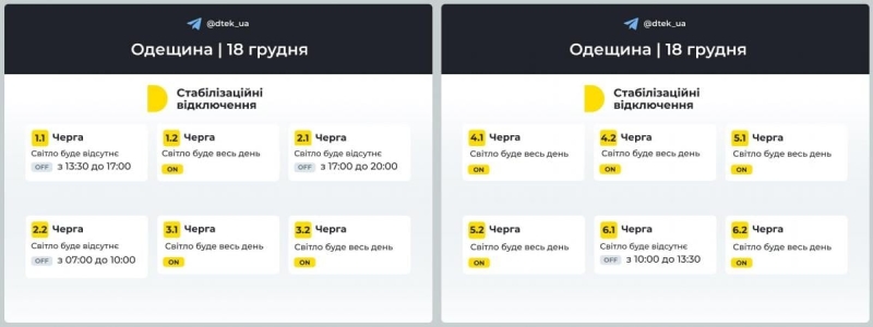 Графік відключення електроенергії на 18 грудня скасували: "Укренерго" зробило заяву